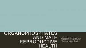 ORGANOPHOSPHATES AND MALE REPRODUCTIVE HEALTH Melgarejo M Mendiola