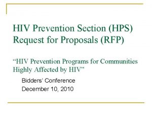 HIV Prevention Section HPS Request for Proposals RFP