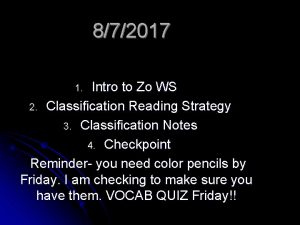 872017 Intro to Zo WS 2 Classification Reading