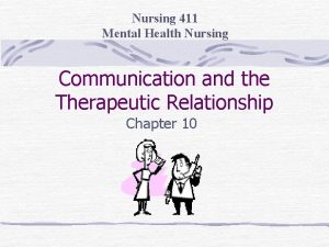 Nursing 411 Mental Health Nursing Communication and the