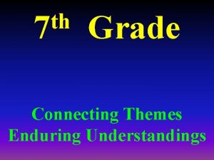 th 7 Grade Connecting Themes Enduring Understandings FOOTBALL