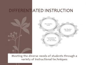 DIFFERENTIATED INSTRUCTION Meeting the diverse needs of students