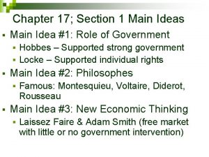 Chapter 17 Section 1 Main Ideas Main Idea