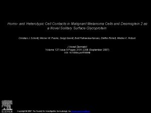 Homo and Heterotypic Cell Contacts in Malignant Melanoma