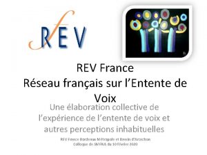 REV France Rseau franais sur lEntente de Voix