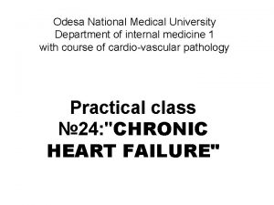 Odesa National Medical University Department of internal medicine