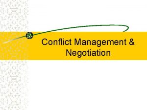 Conflict Management Negotiation Managing Conflict Performance High Low