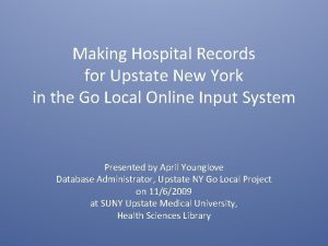 Making Hospital Records for Upstate New York in