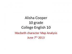 Alisha Cooper 10 grade College English 10 Macbeth