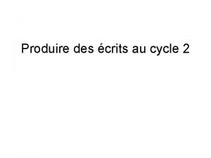 Produire des crits au cycle 2 Q Sort