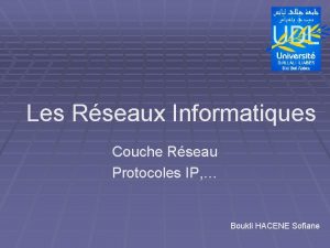 Les Rseaux Informatiques Couche Rseau Protocoles IP Boukli