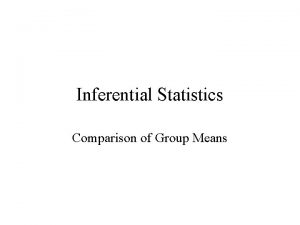 Inferential Statistics Comparison of Group Means A Research