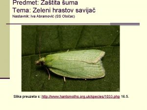 Predmet Zatita uma Tema Zeleni hrastov savija Nastavnik