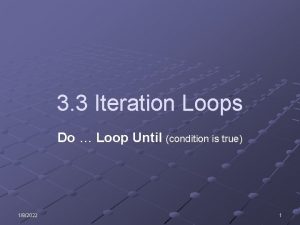 3 3 Iteration Loops Do Loop Until condition