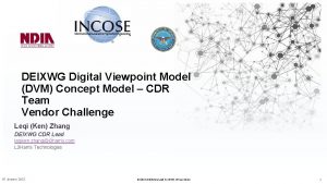 DEIXWG Digital Viewpoint Model DVM Concept Model CDR