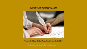 LIVRET DE PETITE MARIE Pomes de Marie Laborde