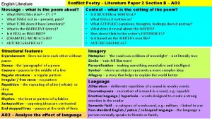 Conflict Poetry Literature Paper 2 Section B AO