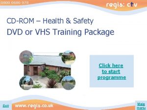 0800 0680 978 CDROM Health Safety DVD or