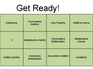 Get Ready Distributive Commutative Addition Zero Property Additive