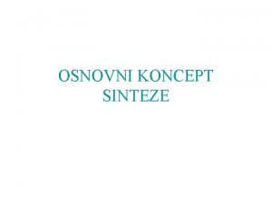 OSNOVNI KONCEPT SINTEZE Proces sinteze nekog organskog molekula