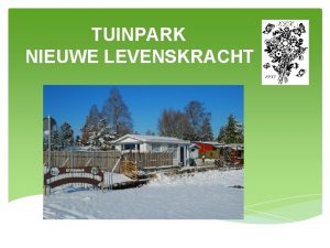 TUINPARK NIEUWE LEVENSKRACHT Wat is een volkstuin Een