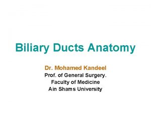 Biliary Ducts Anatomy Dr Mohamed Kandeel Prof of