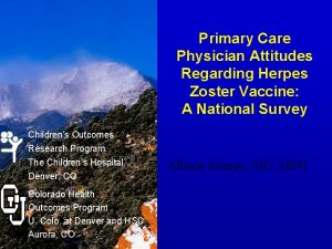 Primary Care Physician Attitudes Regarding Herpes Zoster Vaccine