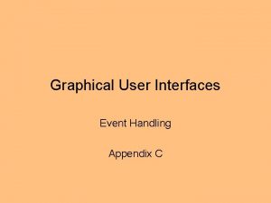 Graphical User Interfaces Event Handling Appendix C Graphical