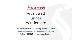 Arbeidsrett under pandemien Advokatene Martin S Johnsen og