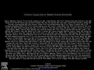 Chronic Cough Due to Stable Chronic Bronchitis Mark