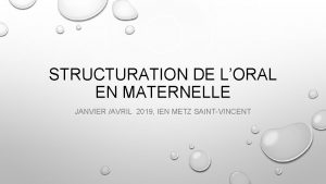 STRUCTURATION DE LORAL EN MATERNELLE JANVIER AVRIL 2019