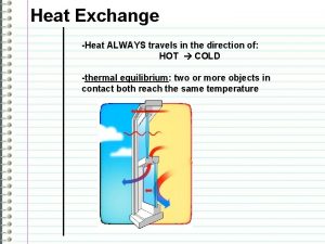 Heat Exchange Heat ALWAYS travels in the direction