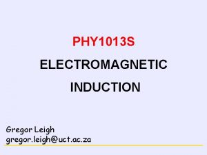 MAGNETISM PHY 1013 S ELECTROMAGNETIC INDUCTION Gregor Leigh