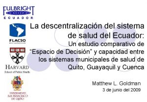 La descentralizacin del sistema de salud del Ecuador