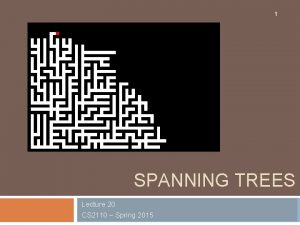 1 SPANNING TREES Lecture 20 CS 2110 Spring