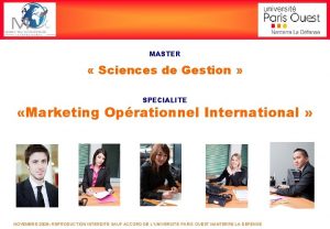 MASTER Sciences de Gestion SPECIALITE Marketing Oprationnel International