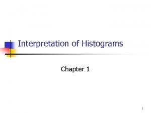 Interpretation of Histograms Chapter 1 1 Interpretation n