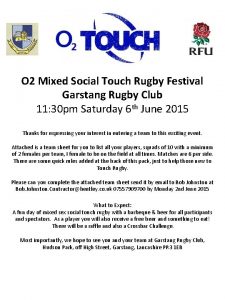 O 2 Mixed Social Touch Rugby Festival Garstang