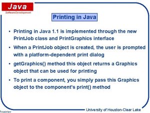 Printing in Java Printing in Java 1 1