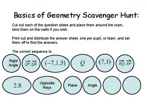 Basics of Geometry Scavenger Hunt Cut out each