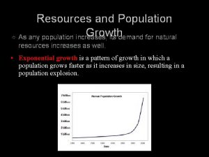 Resources and Population Growth As any population increases