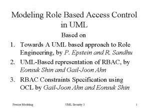 Modeling Role Based Access Control in UML Based