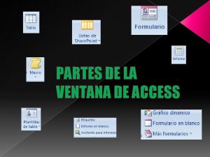 PARTES DE LA VENTANA DE ACCESS Qu es