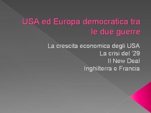 USA ed Europa democratica tra le due guerre