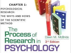 CHAPTER 1 PSYCHOLOGICAL RESEARCH THE WHYS AND HOWS