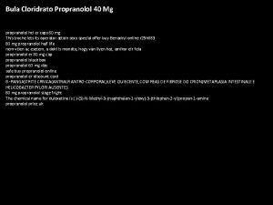 Bula Cloridrato Propranolol 40 Mg propranolol hcl er