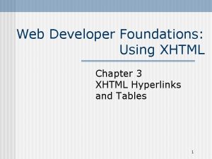 Web Developer Foundations Using XHTML Chapter 3 XHTML