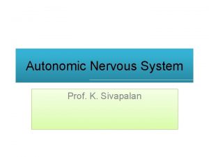 Autonomic Nervous System Prof K Sivapalan Comparison Somatic