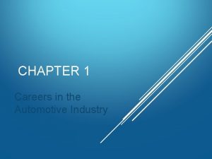 CHAPTER 1 Careers in the Automotive Industry U