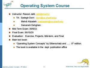 Operating System Course n Instructor Rasool Jalili jalilisharif